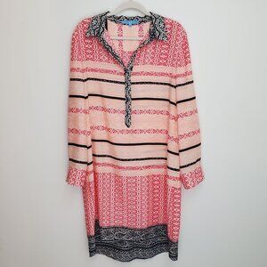 Antonio Melani geometric print stripe block shirt dress; size 14